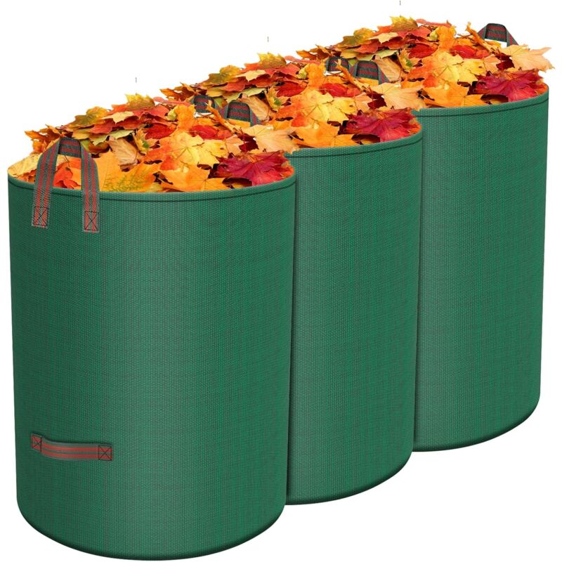 foto del prodotto garden bags 3 x 500l, sacco da giardino in polipropilene pp estremamente robusto, sacco per rifiuti verdi, big bag con manici, impermeabile,