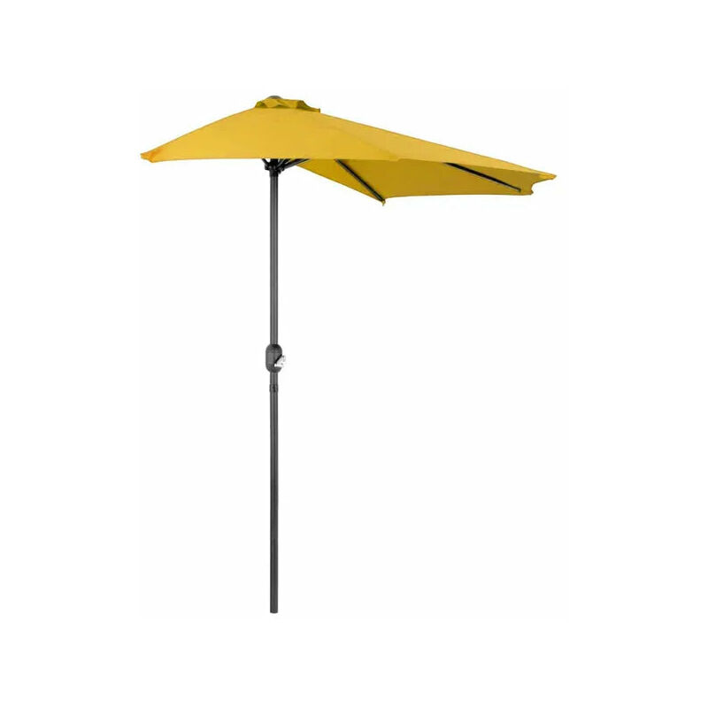 foto del prodotto garden deluxe collection ombrellone a mezzaluna 3 mt da muro esterno giardino con palo centrale in alluminio half moon yellow