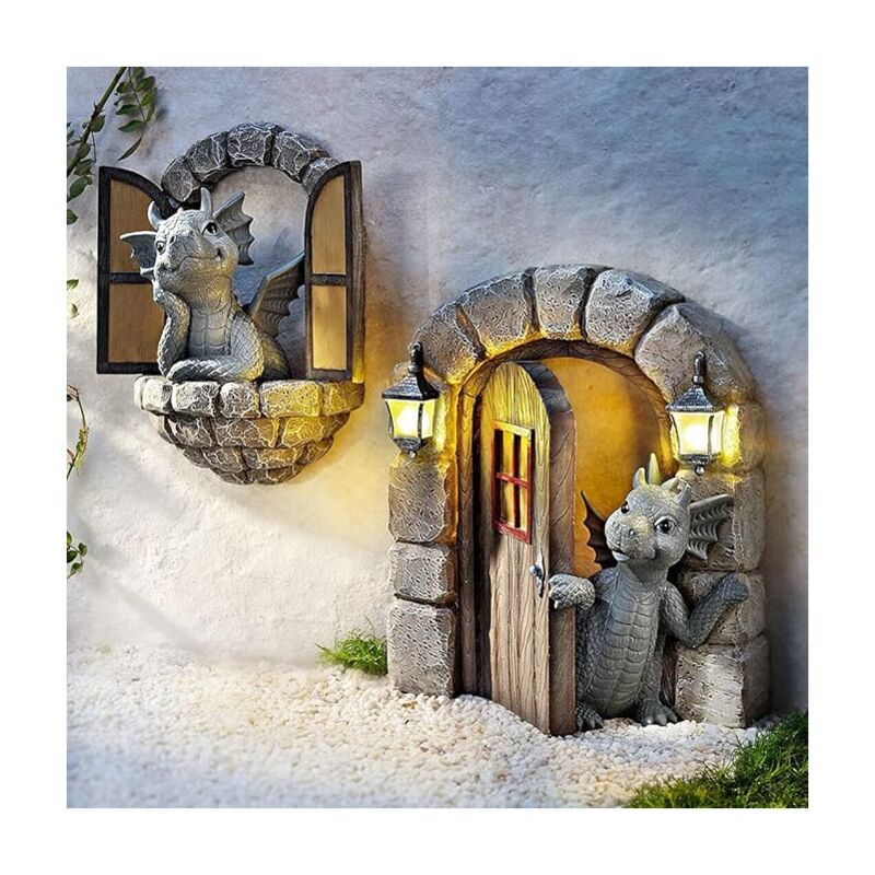 foto del prodotto garden dragon sculpture wall decor beautiful resin garden dragon dragon outdoor porta d ingresso art statue not real led lights garden yard decor