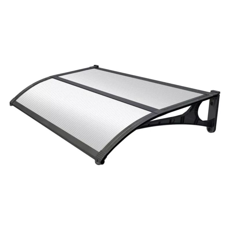 foto del prodotto garden friend pensilina da esterno essenza in abs con supporto e profilo centrale nero e copertura in policarbonato alveolare bianco 135x100 cm