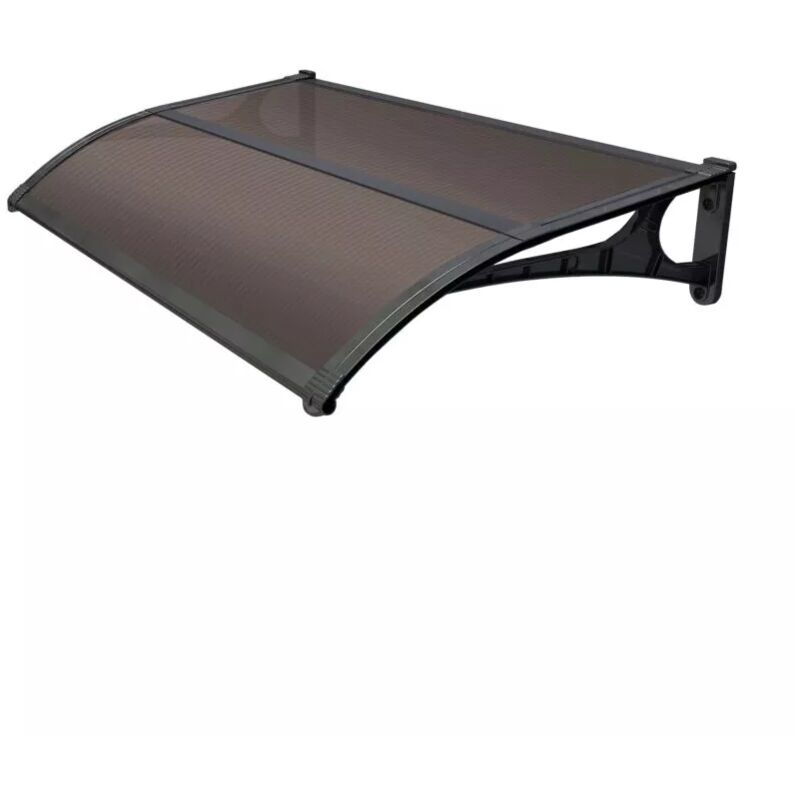 foto del prodotto garden friend pensilina da esterno essenza in abs con supporto e profilo centrale nero e copertura in policarbonato alveolare marrone 135x100 cm