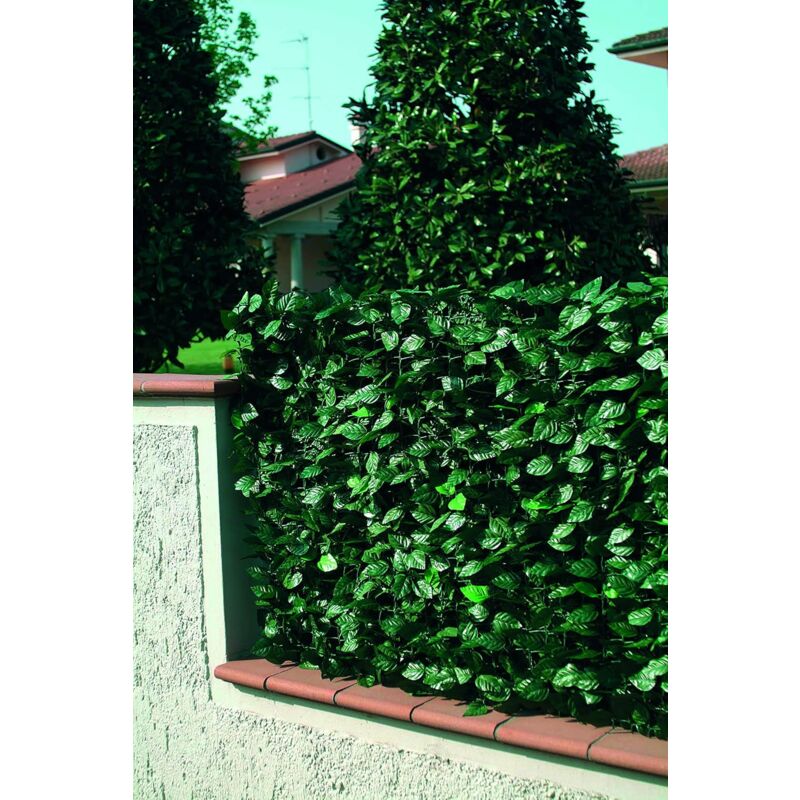 foto del prodotto garden friend recinzione in pvc con foglie lauro e rete ombreggiante 1,5x3 m