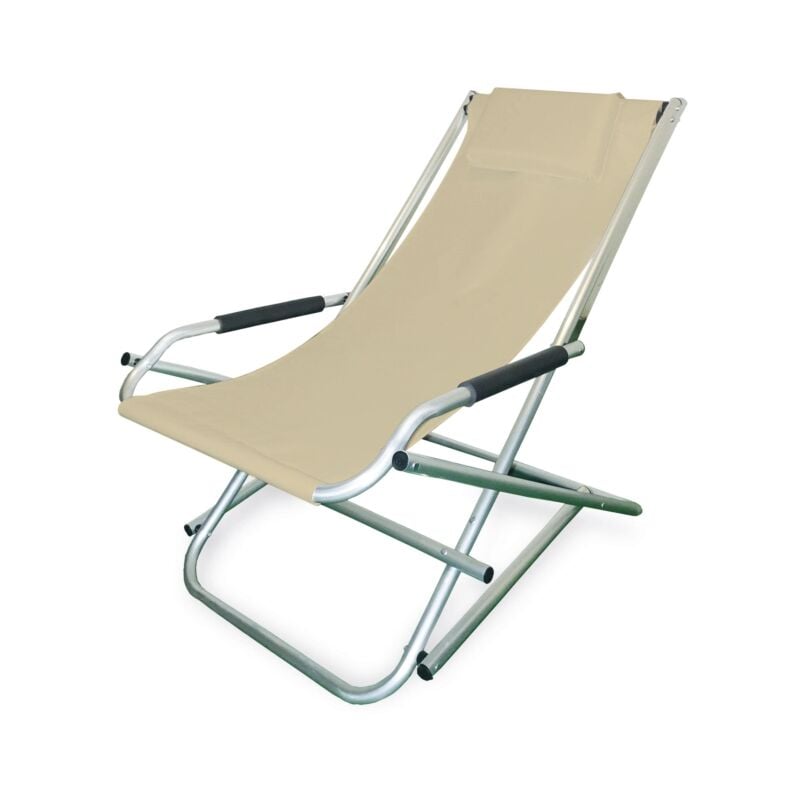 foto del prodotto garden friend sdraio elba basculante in alluminio e pvc 600d 60x97x70h cm colore beige