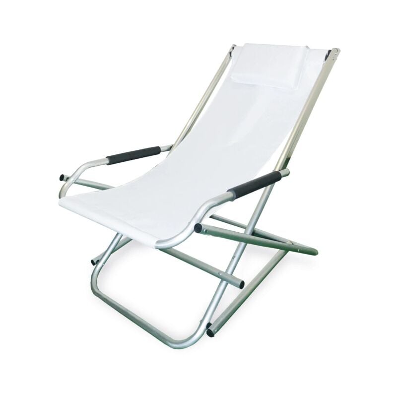 foto del prodotto garden friend sdraio elba basculante in alluminio e pvc 600d 60x97x70h cm colore bianco