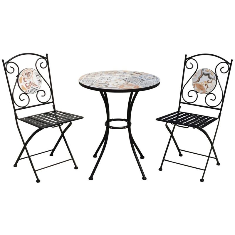 foto del prodotto garden friend set tavolo e sedie pieghevole rotondo maiolica sicilia