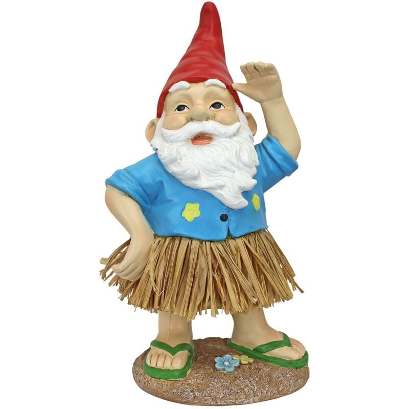 foto del prodotto garden gnome statue hawaiano hank grass skirt gnome outdoor garden gnomes statue divertente prato gnome