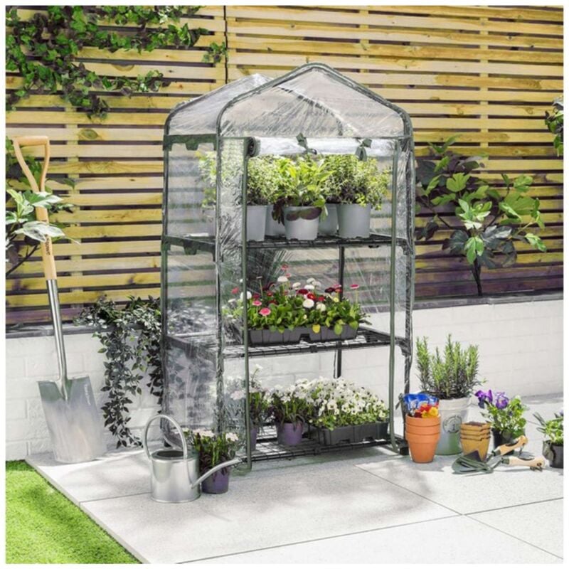 foto del prodotto garden mini serra in acciaio per piante copertura in pvc da giardino o balcone