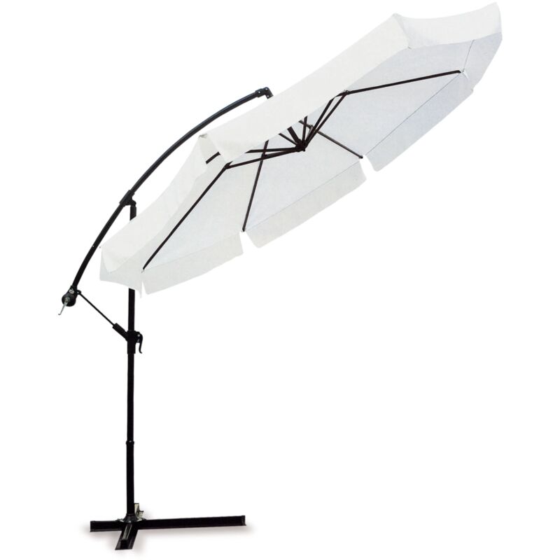 foto del prodotto garden ombrellone da giardino rotondo con braccio laterale essenza in poliestere bianco 3x3 mt