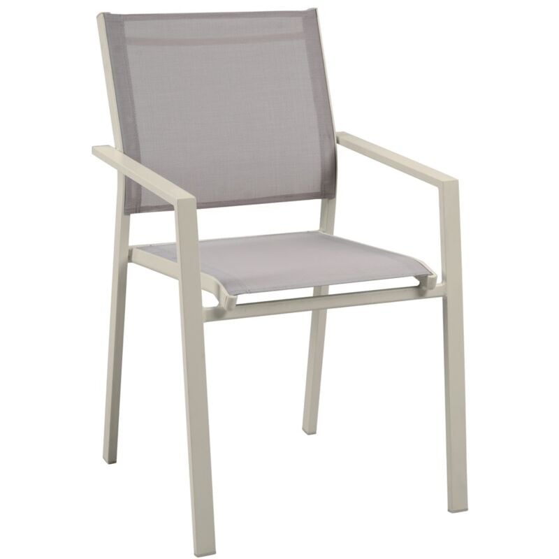 foto del prodotto garden sedia alluminio texliene con seduta comoda color tortora 55x55.5x88cm