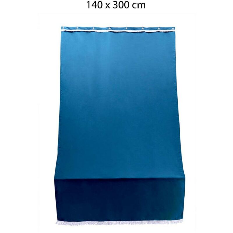 foto del prodotto garden tenda blu parasole 140x300 a soffitto con anelli per terrazzo ombreggiante