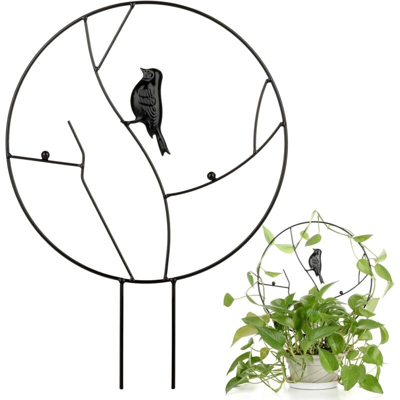foto del prodotto garden trellis for climbing plants, vintage rustproof metal round bird stake for potted plants black 