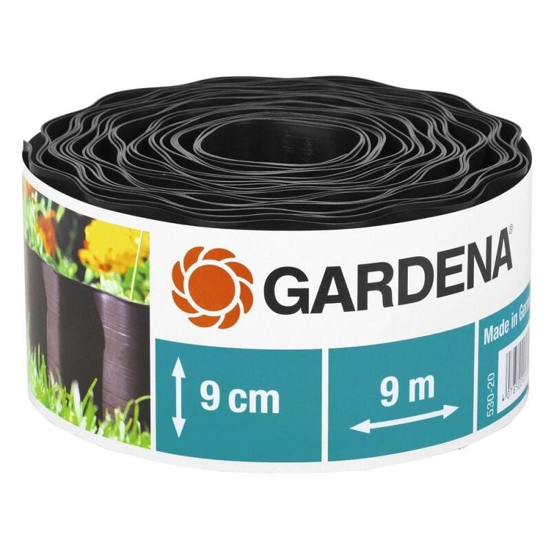 foto del prodotto gardena 00530 20 bordo per aiuola rotolo marrone alto 9 cm, lungo 9 m