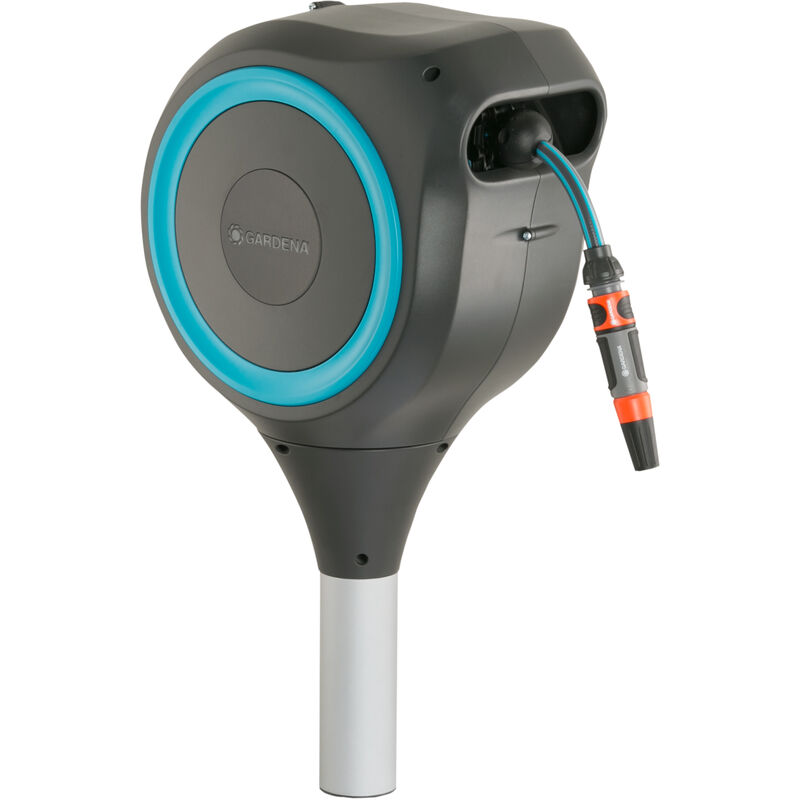 foto del prodotto gardena avvolgitubo da giardino automatico su puntale a vite rollup s azzurro tubo 15 m incluso 18604 20 