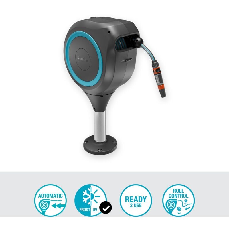 foto del prodotto gardena avvolgitubo da terrazzo rollup s, tubo da 15 m incluso, riavvolgimento automatico, rotazione 360 , azzurro 18605 20 
