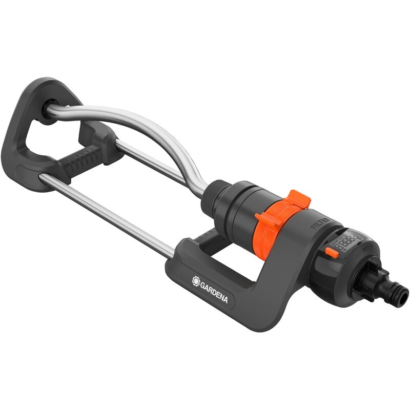 foto del prodotto gardena irrigatore oscillante con contalitri aquacount per l irrigazione di superfici da 90 220 m , gittata 7 17 m, larghezza del getto max 13 m