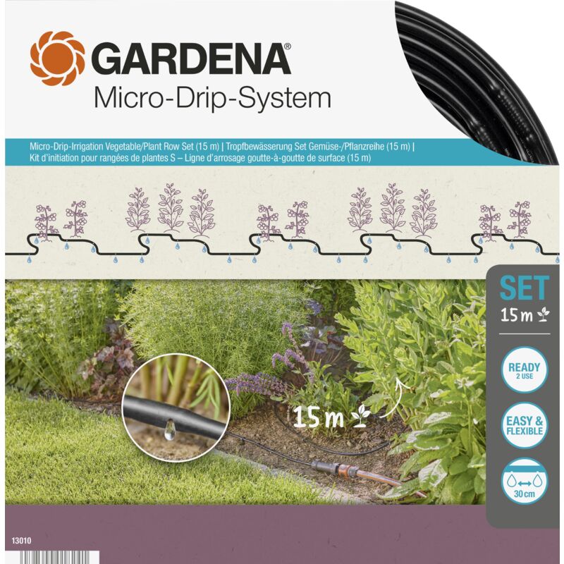 foto del prodotto gardena kit irrigazione a goccia set completo con tubo gocciolante15 m micro drip system 13010 20 