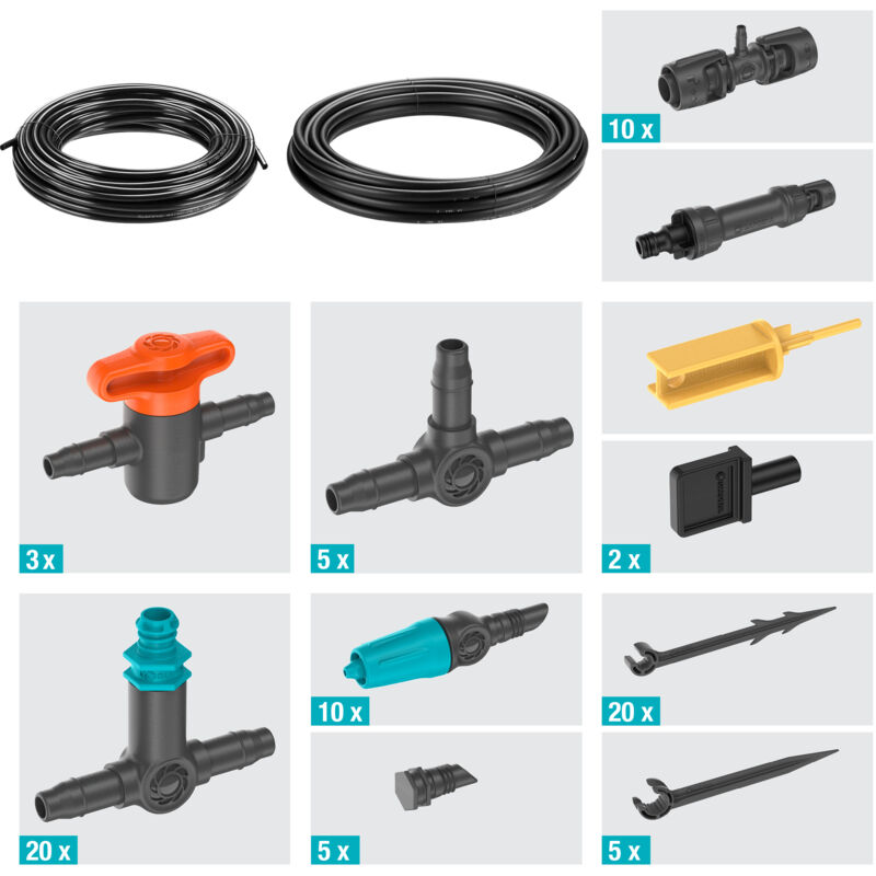 foto del prodotto gardena kit irrigazione a goccia set completo per irrigare fino a 30 piante in vaso micro drip system 13400 20 