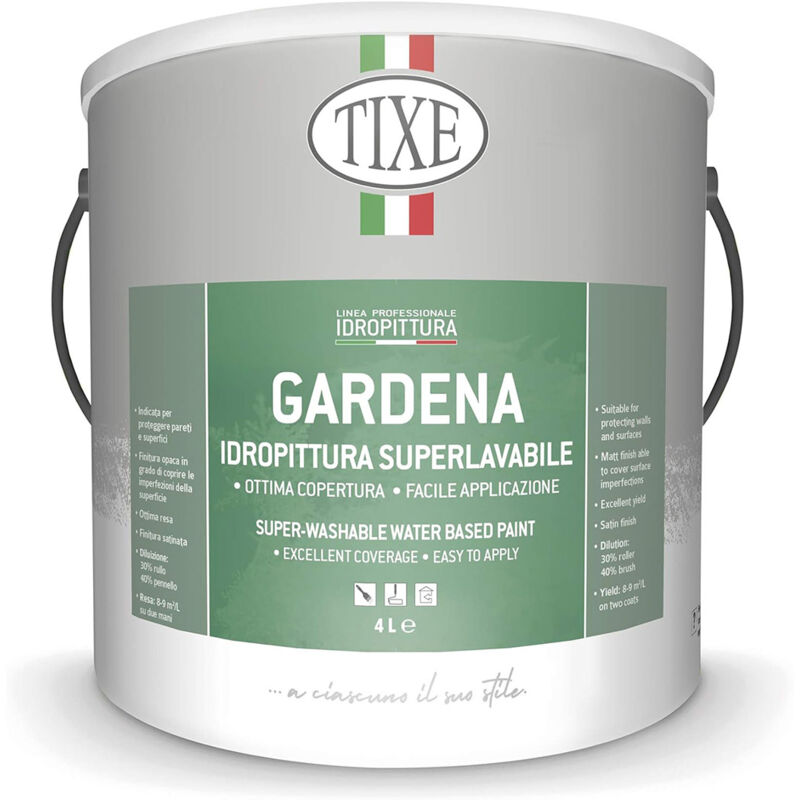foto del prodotto gardena pittura per interni esterni bianca idropittura superlavabile super lavabile a 4 lt tixe