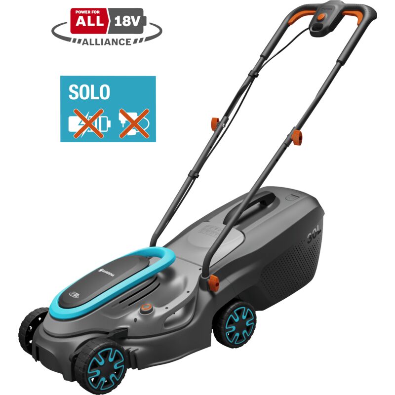 foto del prodotto gardena tagliaerba a batteria 18v powermax, superfici fino a 200 m2, larghezza taglio 32 cm, senza batteria power for all 14632 55 