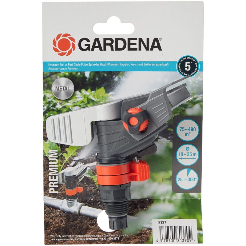 foto del prodotto gardena testina irrigatore a impulso circolare a settori premium irrigatore per stativo o tubazione, fino a 490 m , gittata da 5 12,5 m 8137 20 