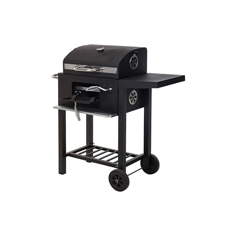 foto del prodotto gardeneas barbecue a carbone con coperchio e ruote 48,5 x 36 x 96 cm nero