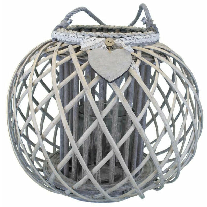 foto del prodotto gardeness lanterna in vimini con portacandela in vetro vimini selection