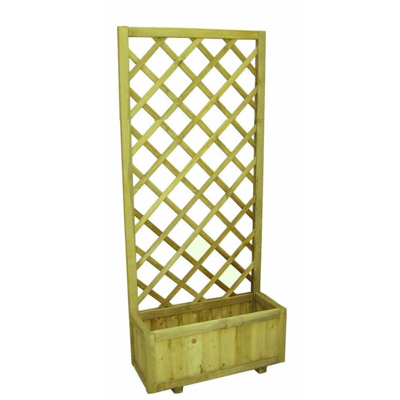 foto del prodotto gardeness pannello in legno grigliato con fioriera portavaso 75x180 cm forest