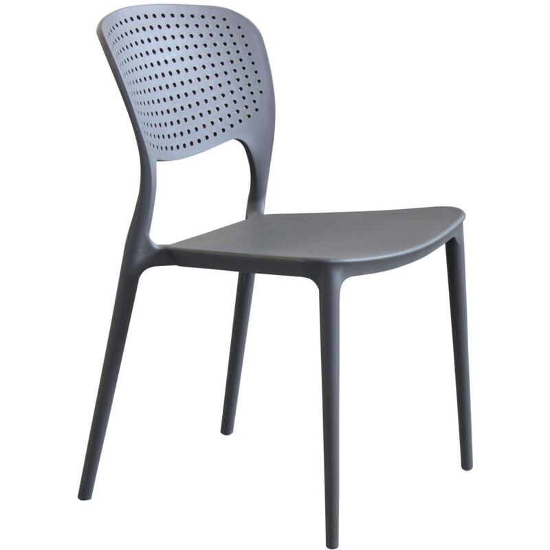 foto del prodotto gardeness sedia da giardino senza braccioli in resina con schienale forato major darkgray