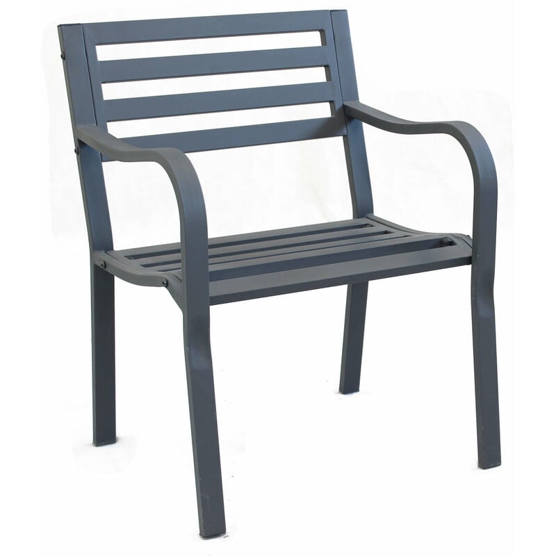 foto del prodotto gardeness sedia poltrona da giardino con struttura in acciaio seduta e schienale effetto doghe living black