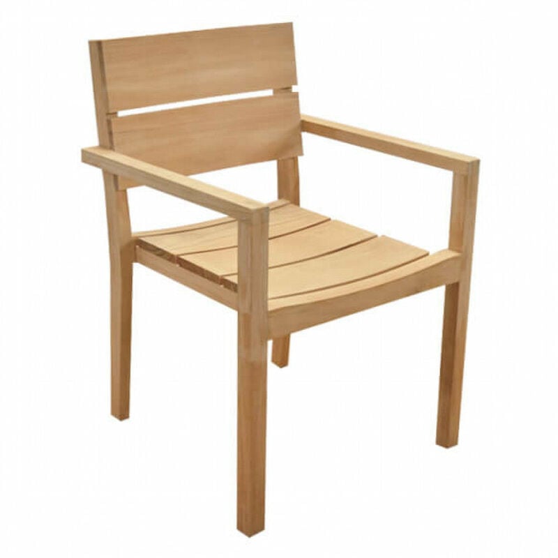 foto del prodotto gardeness sedia poltrona impilabile da giardino in legno pregiato di teak con seduta e schienale a doghe t chair
