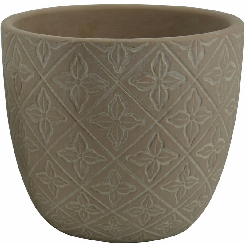 foto del prodotto gardeness vaso tondo basso da giardino in fibra di argilla marrone 19x19x17 cm clematide