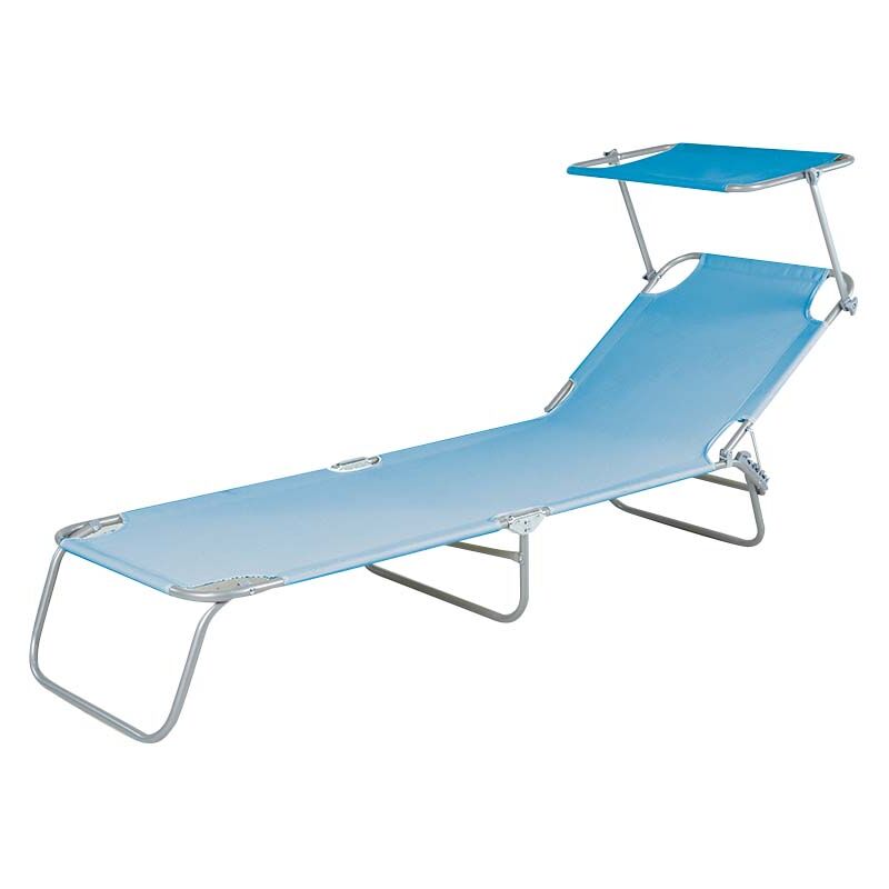 foto del prodotto gardenia lettino da mare pieghevole, struttura in acciaio, telo in pvc, 185x55xh.24 cm, colore azzurro