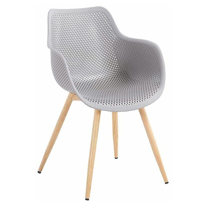 foto del prodotto gardenia sedia paros, seduta e schienale in plastica, gambe in acciaio effetto legno 56 x 58 x h.83,5 cm