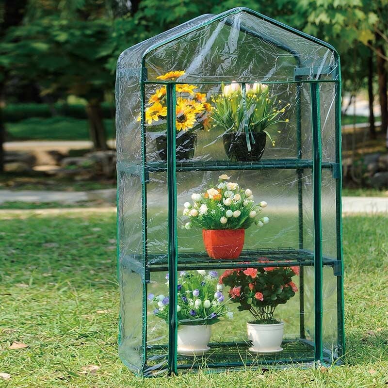 foto del prodotto gardenia serra 3 ripiani 69x49xh.125 cm tubo diametro 16 mm, telo in pvc 0,10 mm