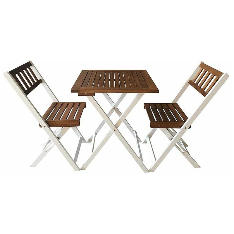foto del prodotto gardenia set bistr boston in legno di acacia fsc, finitura legno e bianco