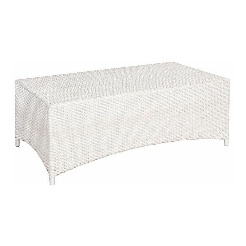 foto del prodotto gardenia tavolino maxi clipper in polyrattan, colore bianco, 110x60xh.40 cm