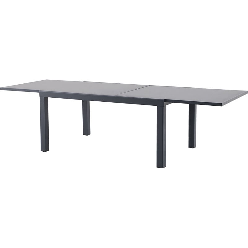 foto del prodotto gardenia tavolo hannover estensibile, struttura in alluminio effetto cemento con vetro temperato 5 mm 160 280x100xh.75 cm, colore grigio
