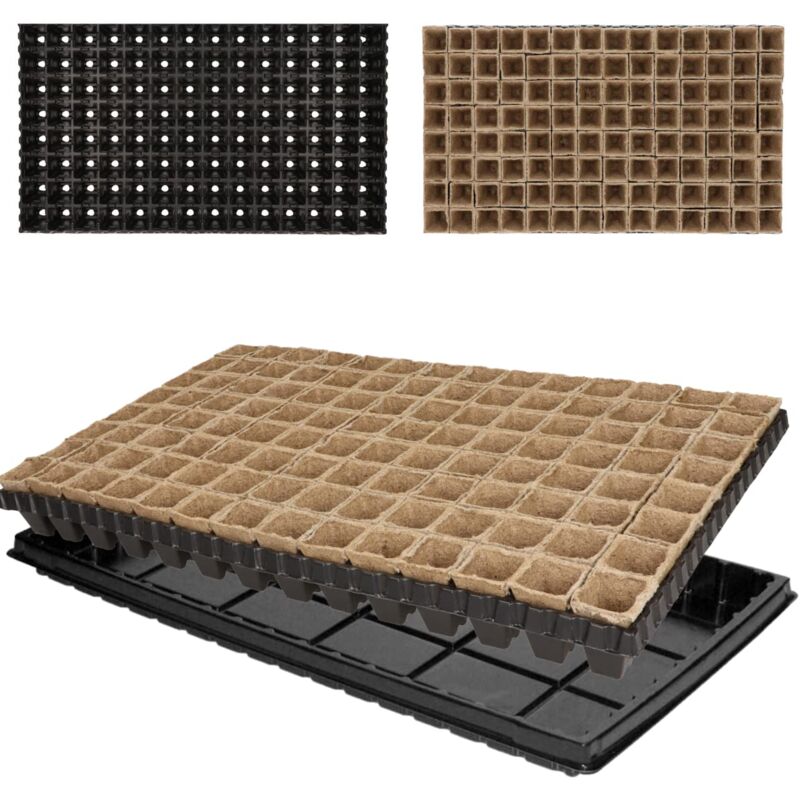 foto del prodotto gardenix piatto di coltivazione con sottovaso con 112 vasi di torba quadrato, 3,5 cm x 5 cm 
