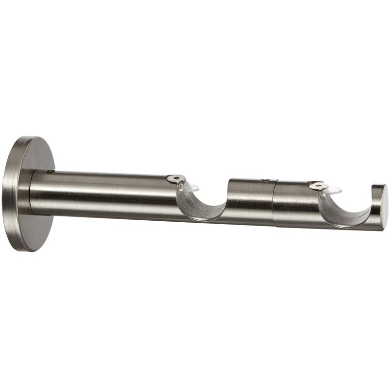 foto del prodotto gardinia 10011154 supporto aperto a doppio binario per asta, metallo, finitura acciaio inossidabile, 8x8x0.1 cm