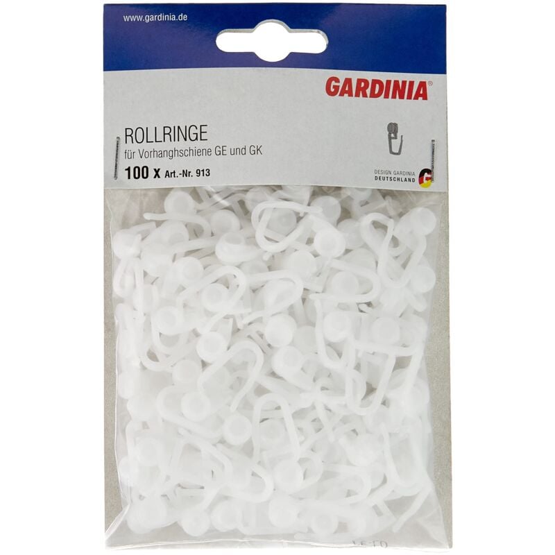 foto del prodotto gardinia anelli scorrevoli per binari per tende, plastica, bianco, set da 100, unit 