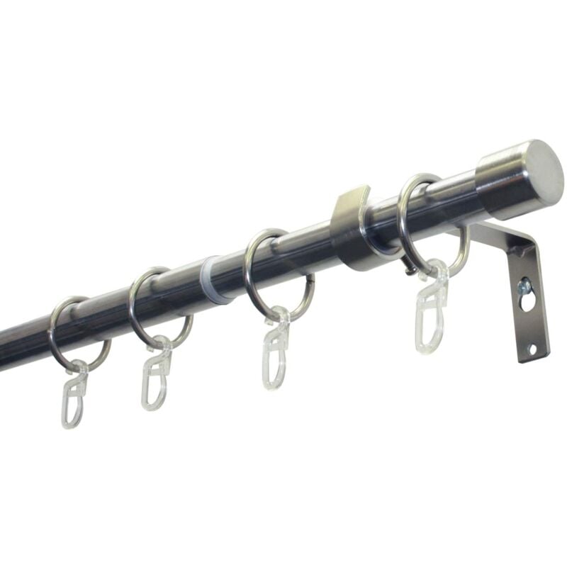 foto del prodotto gardinia set con bastone per tende e accessori, cap, 1 binario 19 16 mm, estensibile da entrambi i lati, effetto acciaio inox, 180 310 cm