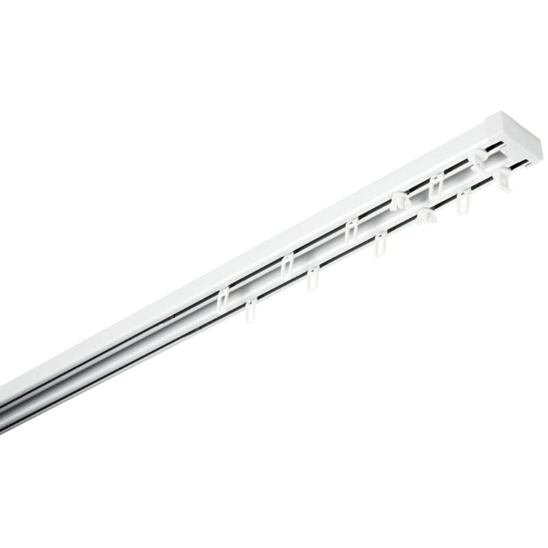 foto del prodotto gardinia - set di binari per tende lara, in alluminio, set completo con binario a 2 vie, estensibile, bianco, 140-225 cm