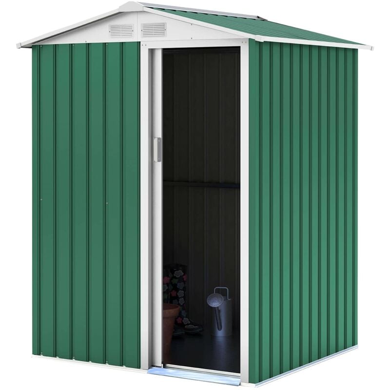 foto del prodotto gardiun casetta metallica milton 2 m porta scorrevole verde