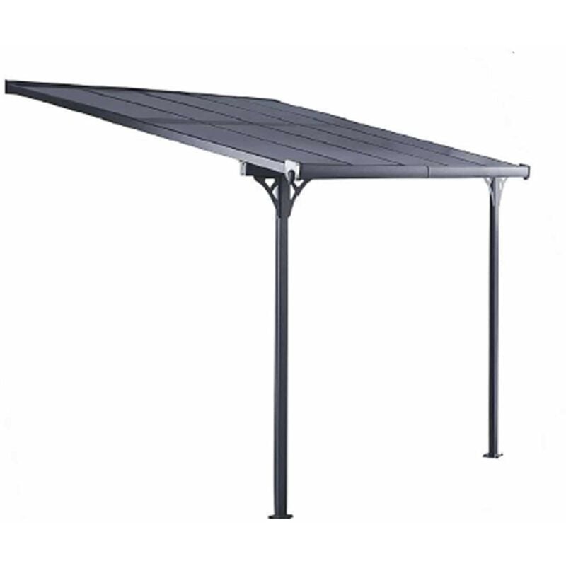 foto del prodotto gardiun gazebo pergola a parete elliot 8 m 313x254x220 260 cm alluminio e policarbonato