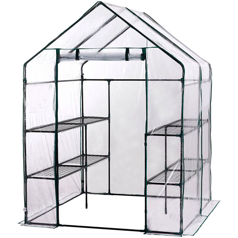 foto del prodotto gardiun serra pvc acciaio new leaf 4 ripiani 143x143x195 cm verde con porta con cerniera