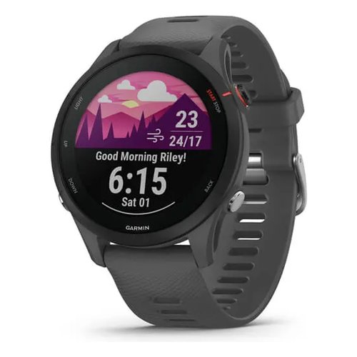 foto del prodotto garmin forerunner 255, smartwatch per la corsa, 46mm, gps multi band, cardio, vo2max, running power, report mattutino, hrv status, piani gratuiti 5k, 10k e 21k, tempi di recupero slate gray 