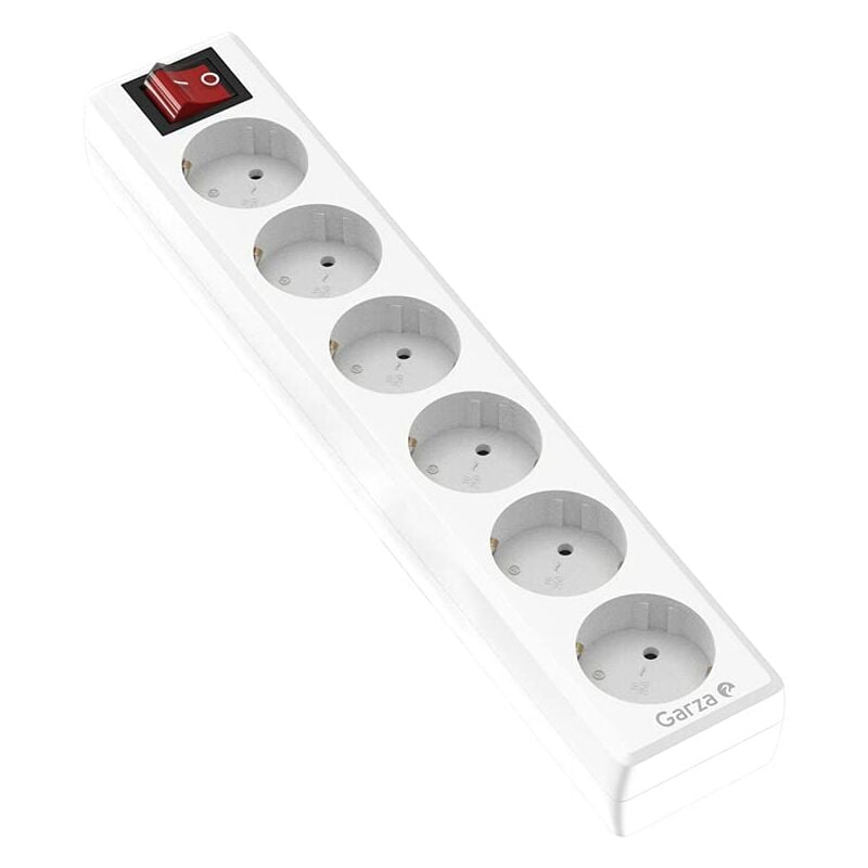foto del prodotto garza 420026 power base multipla senza cavo di 6 prese schuko, con interruttore, colore, bianco, medium
