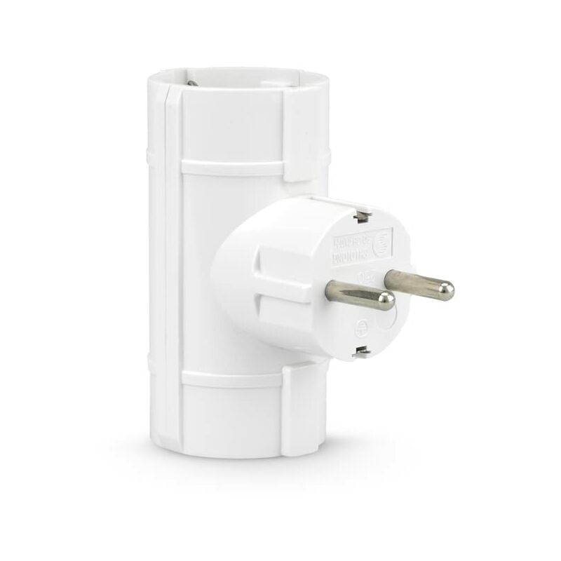 foto del prodotto garza 430000 adattatore doppio laterale 2 prese schuko con presa di terra, formato blister, bianco, 2 tomas