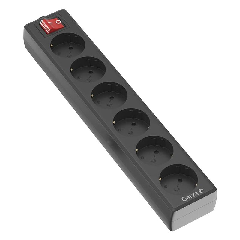 foto del prodotto garza 430054 power base multipla senza cavo di 6 prese schuko, con interruttore, colore, nero, medium