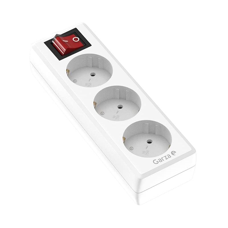 foto del prodotto garza reiher 420026 power base sciolta, 6 prese schuko, con interruttore, colore, bianco, medio senza cavo 